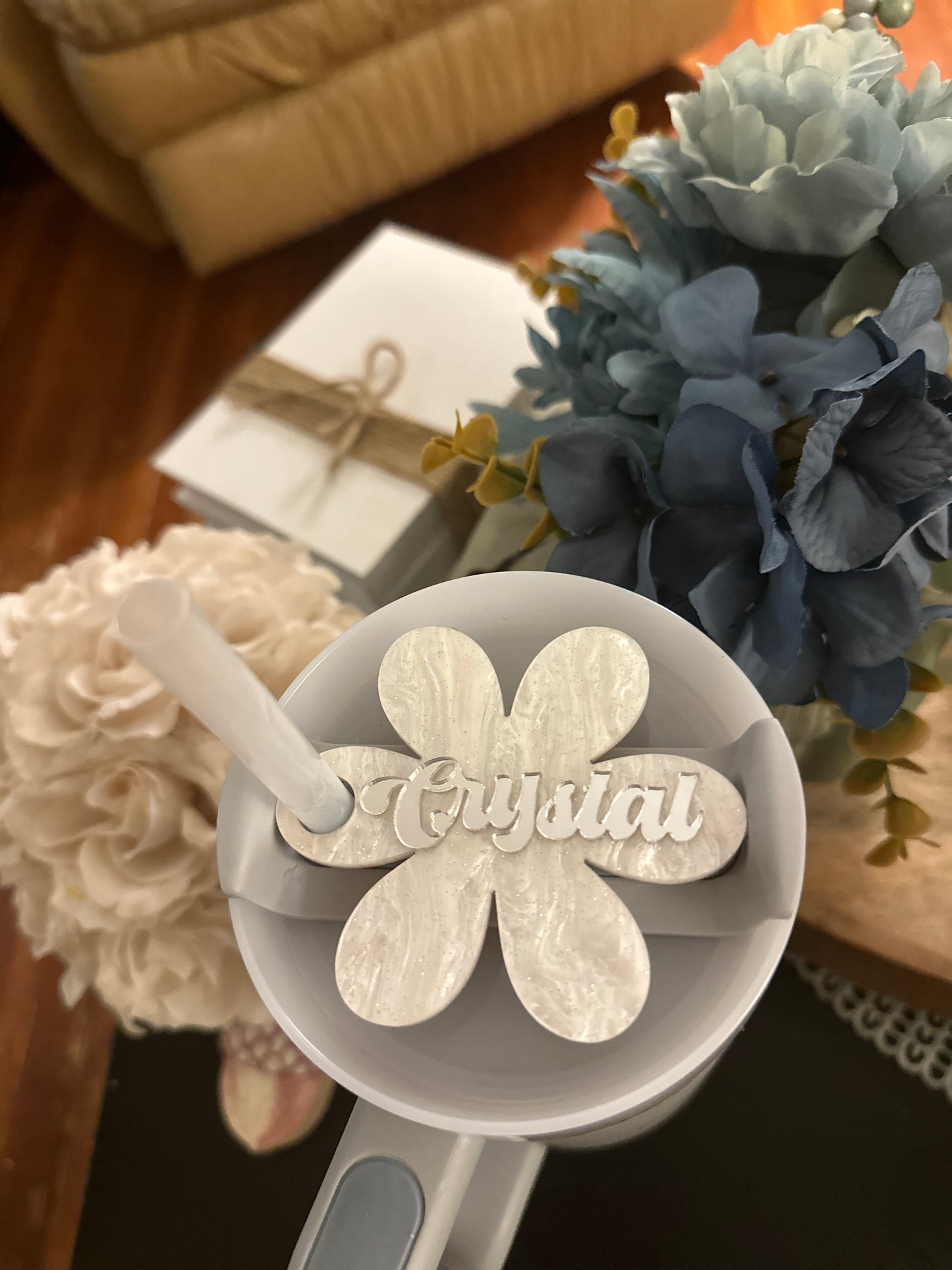 Glitzy Flower Tumbler Topper