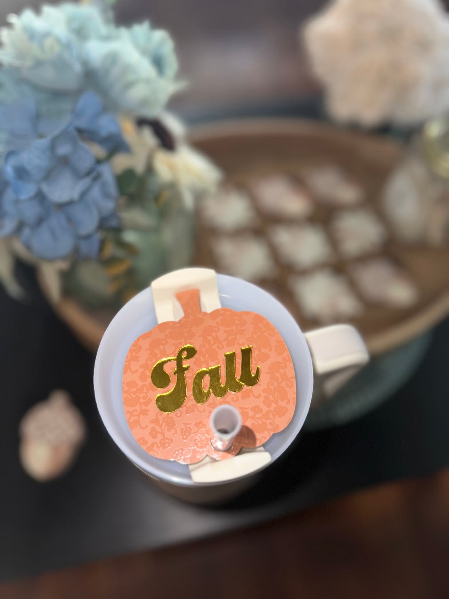 Lace textured Pumpkin Stanley Tumbler Topper