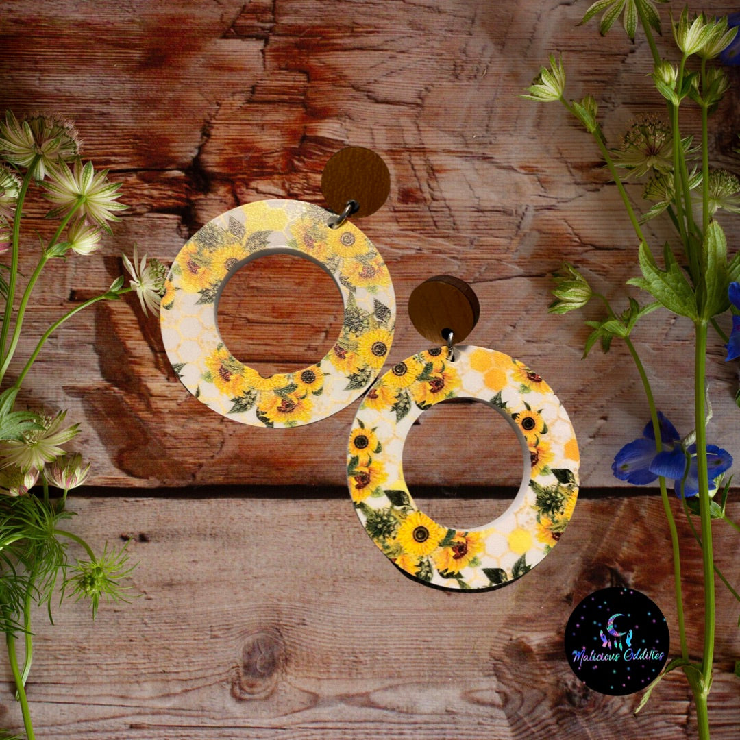 Sunflower Hoop Earrings