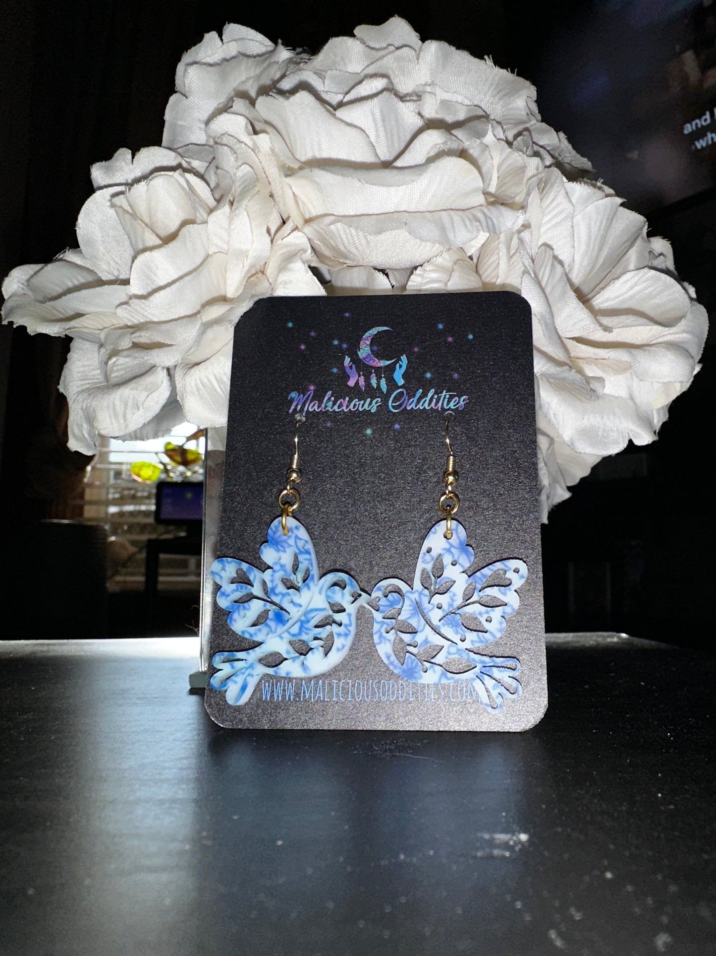 Floral Dove Dangles