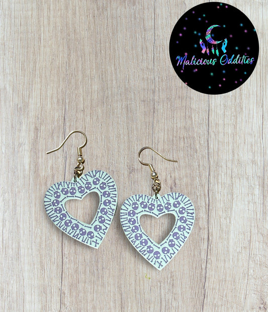 Skull & Bones Heart Earrings