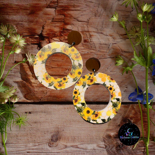 Sunflower Hoop Earrings