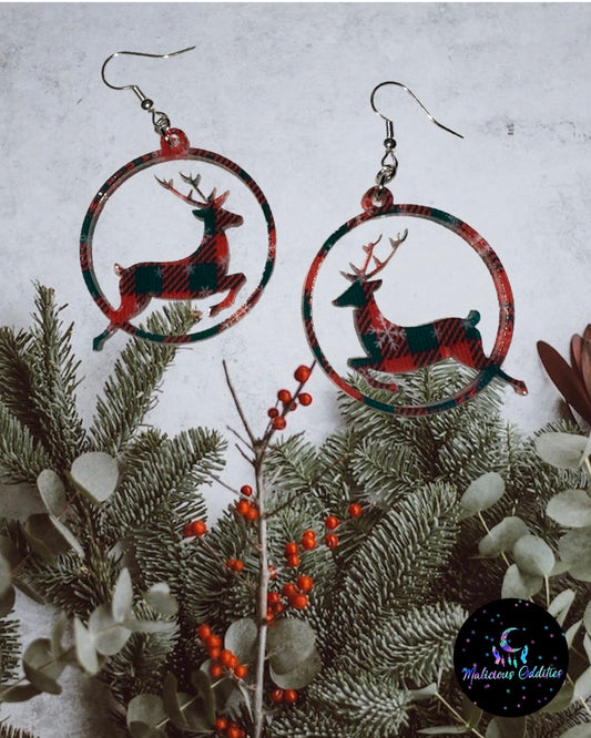 Reindeer Plaid Earrings